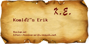 Komlós Erik névjegykártya