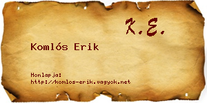 Komlós Erik névjegykártya